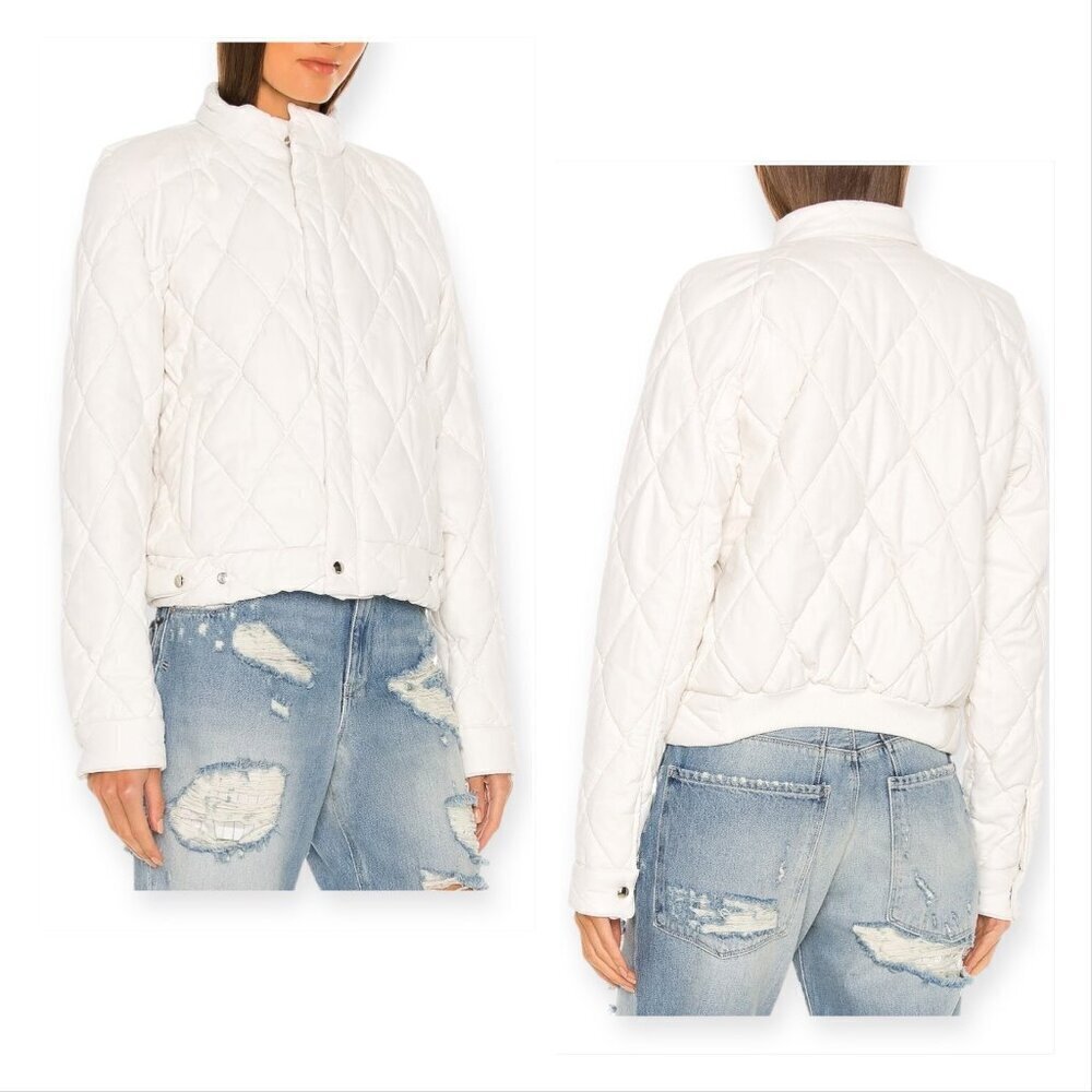 RtA Louisa Vegan Leather Jacket, White, Size S, White, New with tag